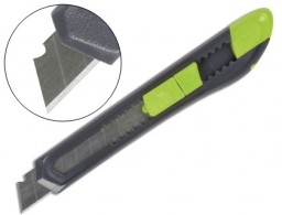 Cúter Q-Connect cuchilla ancha negro/verde